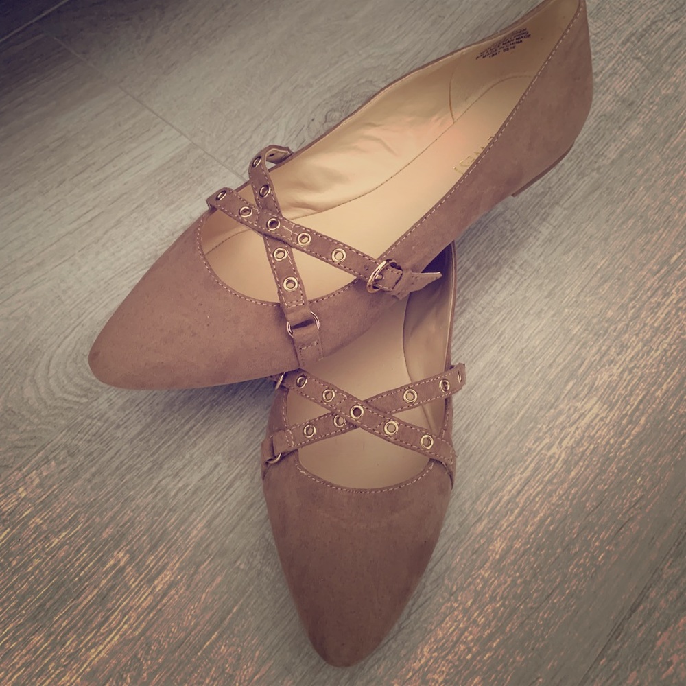 Tan suede flats
